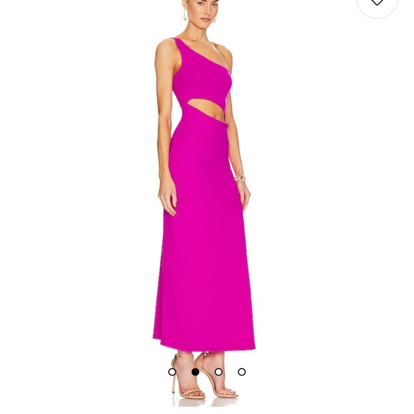 Revolve Susana Monaco One Shoulder Midi Dress Magenta M - Picture 4 of 12